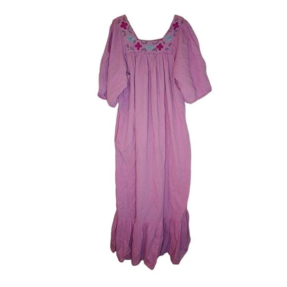 What Natural Vintage Pink Maxi Moo Moo Night Gown - Picture 1 of 8